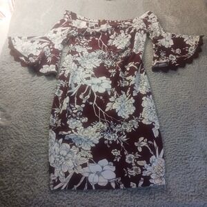 Premier Amour Floral Midi Dress Size 14 Off Shoulder Boho‎ Cottagecore Romantic